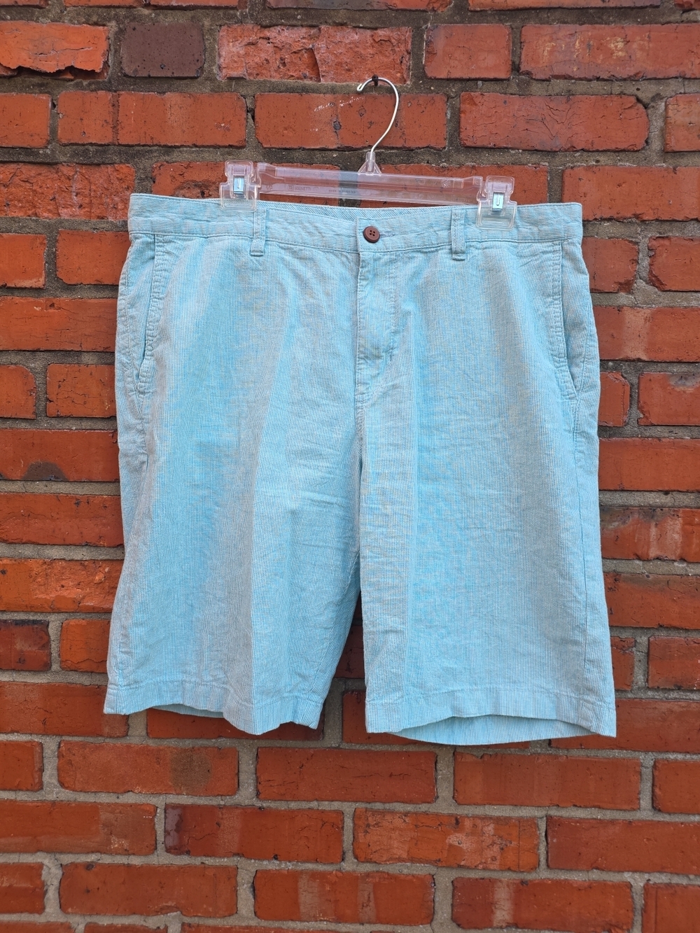 Tommy Bahama Shorts Mens 36 Blue Seersucker Cotton Island Print Lined (C2)